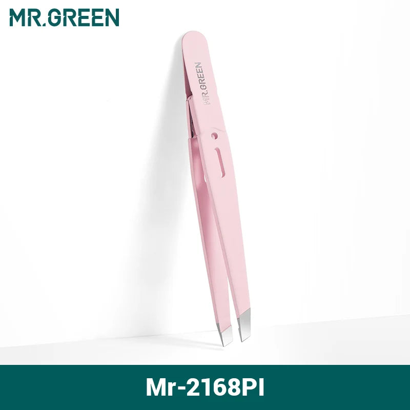 MR.GREEN Eyebrow Tweezer Colorful Hair Beauty Fine Hairs Puller Stainless Steel Slanted Eye Brow Clips Removal Makeup Tools