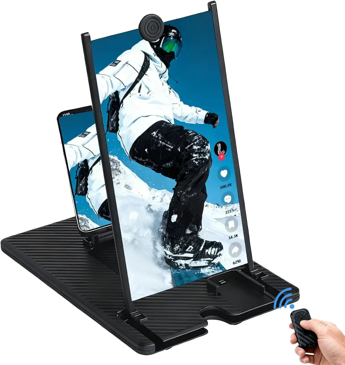 12"/14" 3D HD Screen Magnifier with Bluetooth Remote Universal Phone Stand for Movies & Gaming Portable Foldable Design