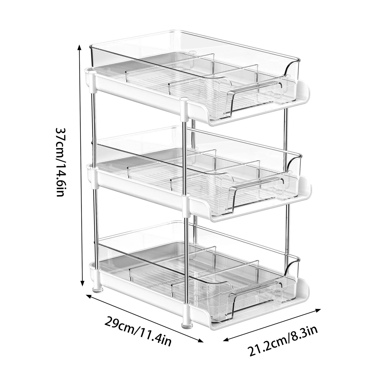 2/3 Tier Under Sink Organizer Sliding Cabinet Basket Organizer Drawer Under Sink Storage Rack Acrylic Bathroom Kitchen Organizer