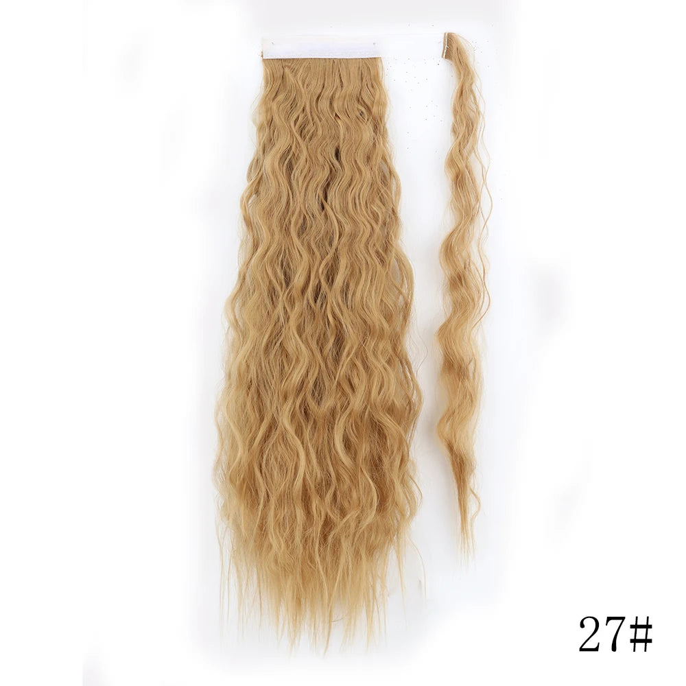 LISI GIRL Synthetic Hair 22''34'' Long Straight Ponytail Wrap Around Ponytail Clip in Hair Extensions Black Hairpiece Headwear