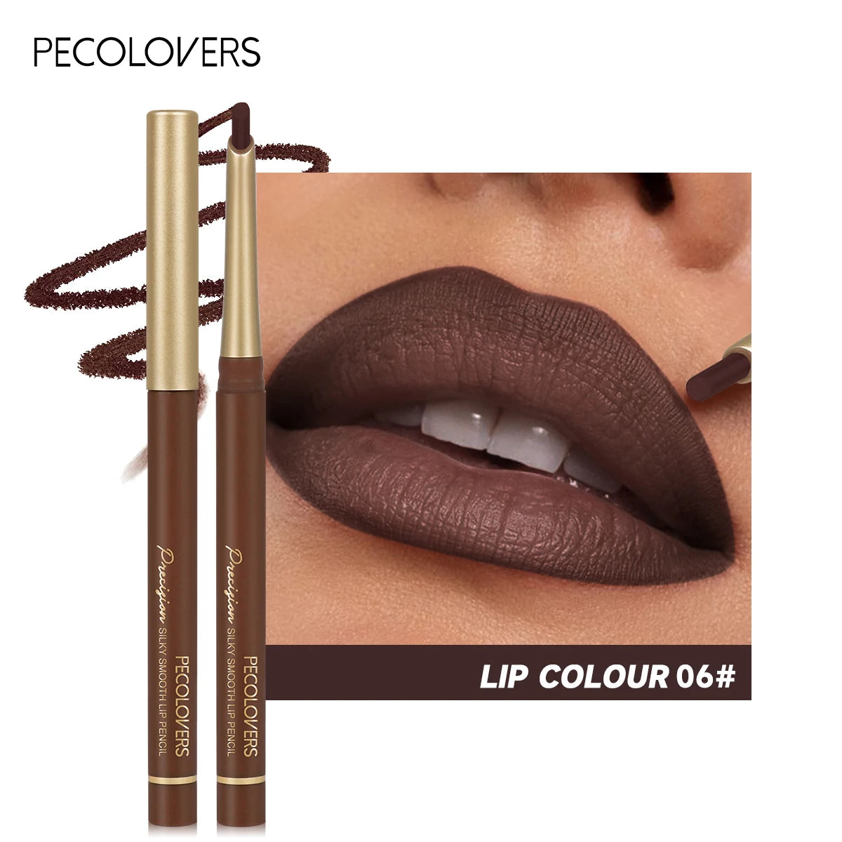 Matte 6-colors Lip Liner Pencil Bevel Design Nib Lip Contour Lipstick Nude Brown Lipstick Pencil Natural Lasting Lipliner Makeup