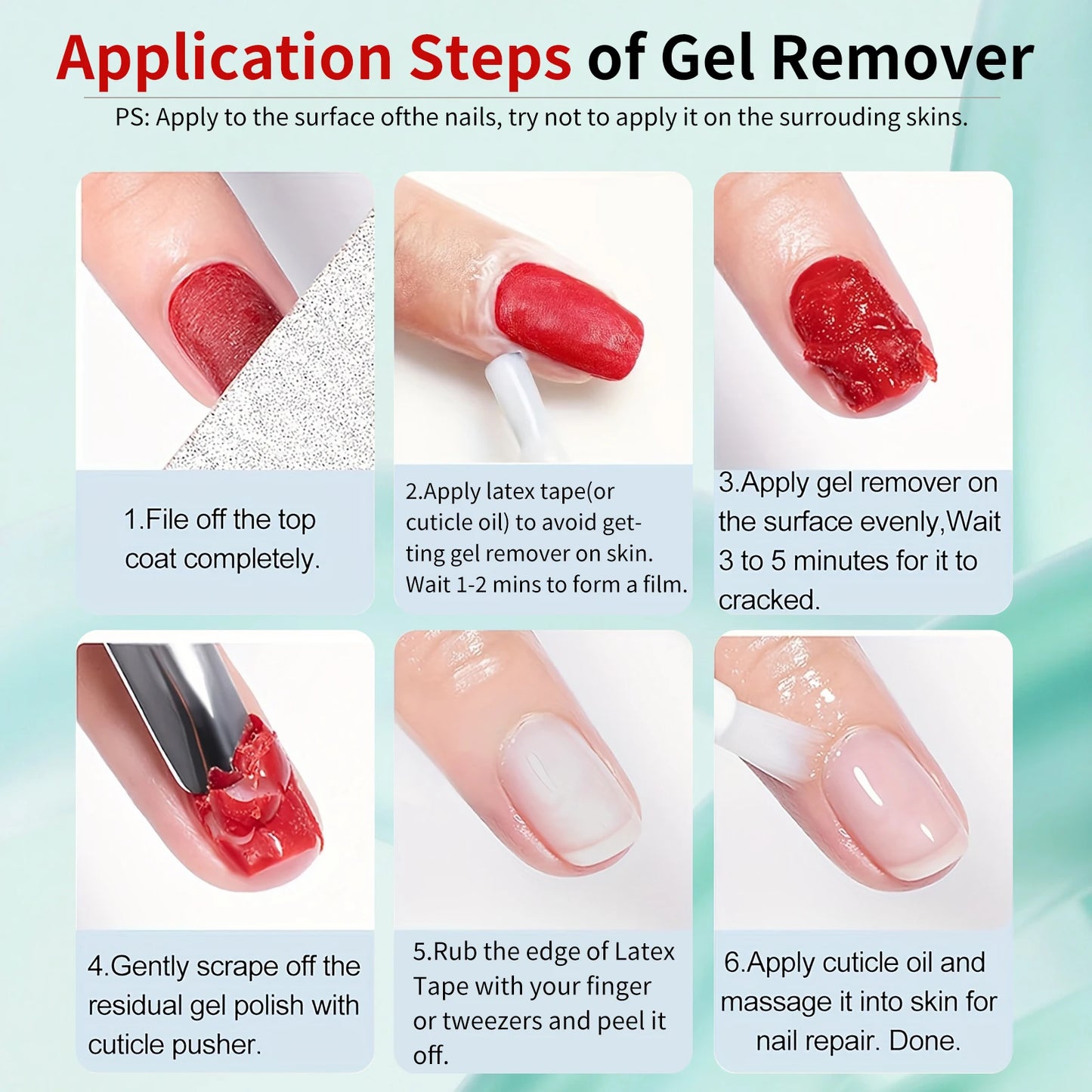 50ml Gel Nail Polish Remover, Effortlessly Eliminates Gel Polishes in 2-3 Minutes, Magical Soak-Off Quick Nail Glue Remover