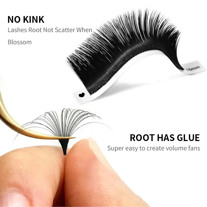 Hot Selling Winky Beauty 0.03/0.05/0.07 C D Curl Easy Fanning Lashes Volume Mega Eyelashes Extension Self Blooming Eyelashes
