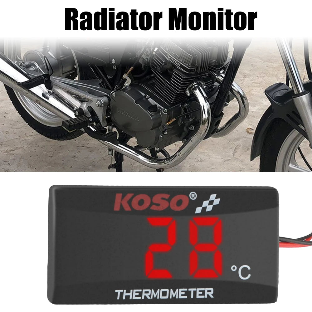 Motorcycle Thermometer With Sensors 12V Water Tank Retrofit Temperature Meter 0~120°C Monitor Red Blue Indicator Warning