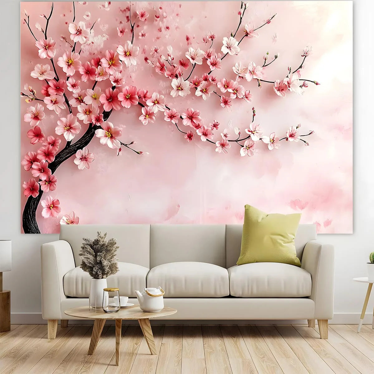 One cherry blossom background flag, wall decoration, suitable for studios, birthdays, anniversaries, weddings
