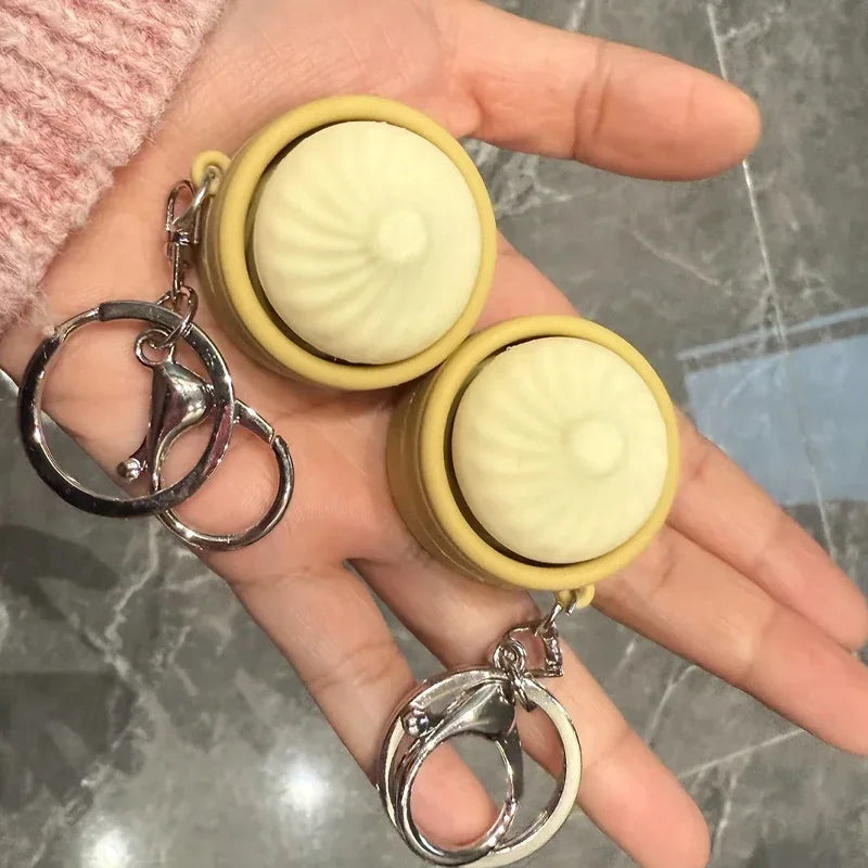 Creative Steamer Bun Pendant Key Chain 2026 New Decompression Simulation Hanging Bag Decoration Toy Gifts