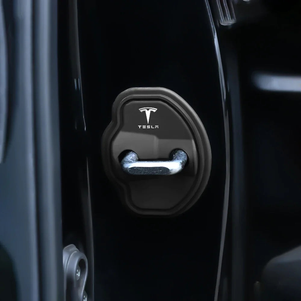 4pcs Car door lock rubber sleeve protective pad door shock absorption buffer anti-collision For Tesla Model 3 Model S X