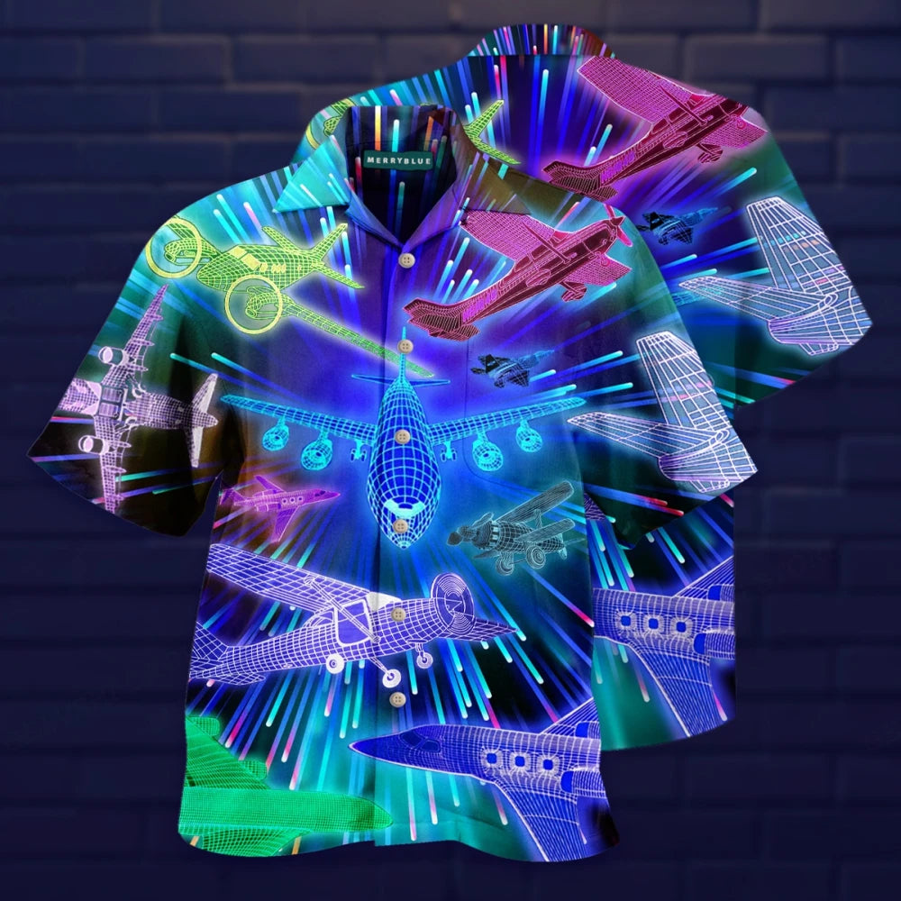 Men's Shirt Vocation Bus 3d Print Men Fashion Shirts Single-Breasted Short Sleeve Hawaiian Beach Dart Blouse Clothes