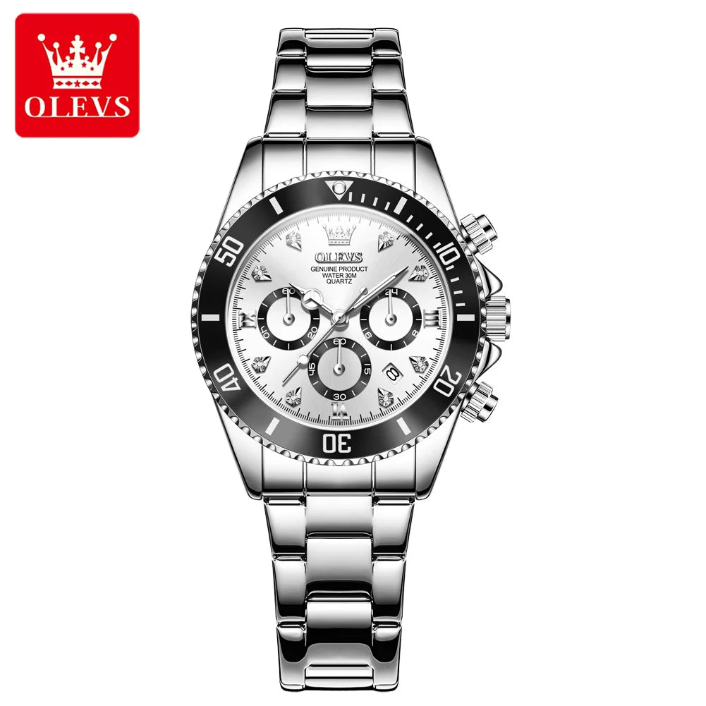 OLEVS Women’s Watch Elegant Luxury Original Quartz Watch Zircon Scale Waterproof Luminous Chronograph Date Ladies Watch 5632