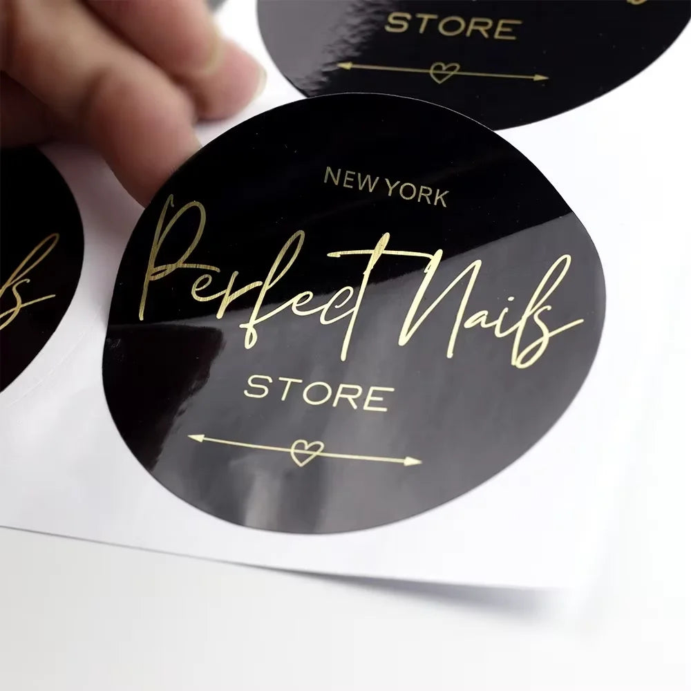 100pcs Custom Your LOGO Label Sticker Waterproof Vinyl Die-Cut Round Personalized Design Candy Wedding Sticker 2cm-10cm