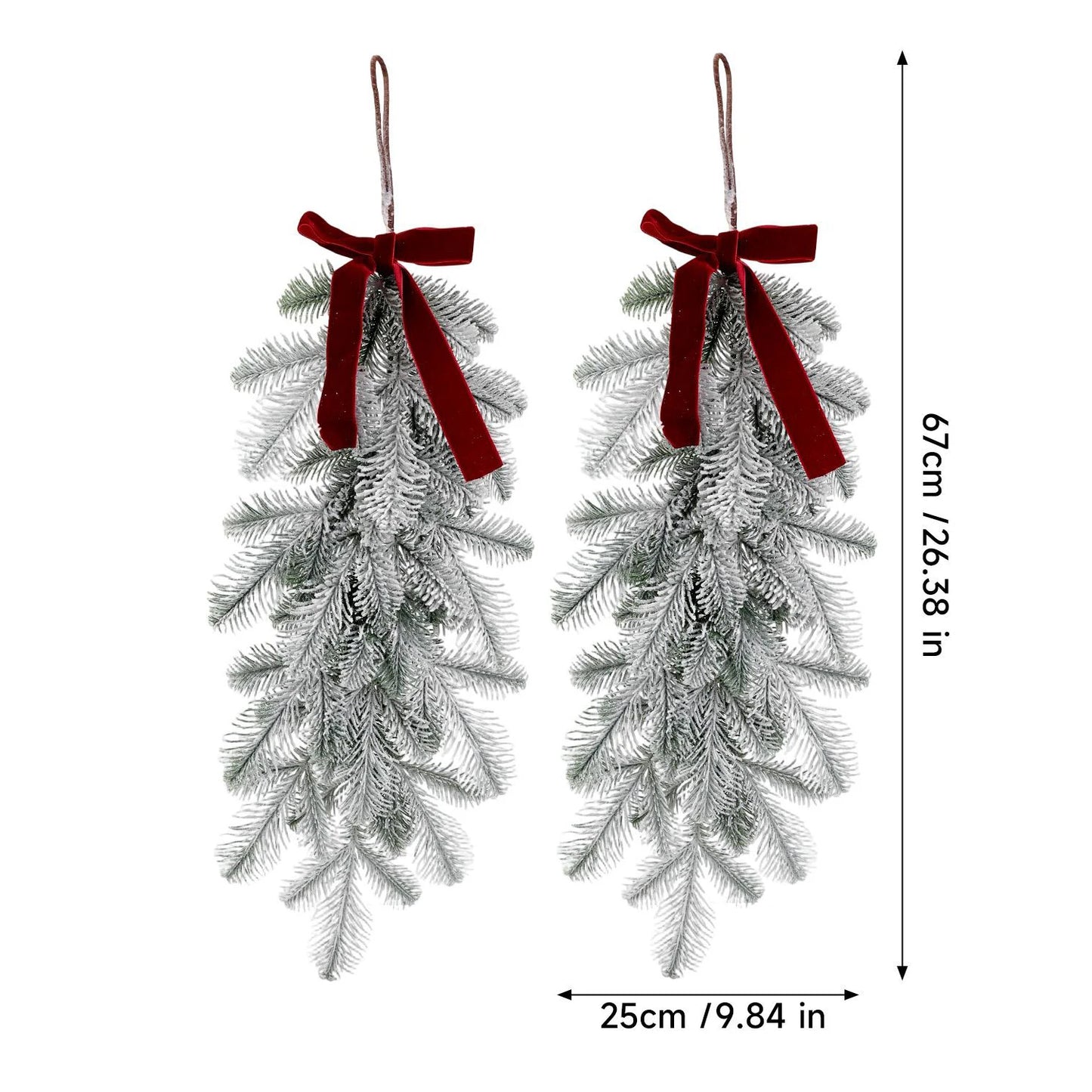 Frosted Pine Branches Pendant Wall Decor Artificial Cedar Frosted Pine DIY Garland Wreath Fake Snow Sprigs Christmas Decoration