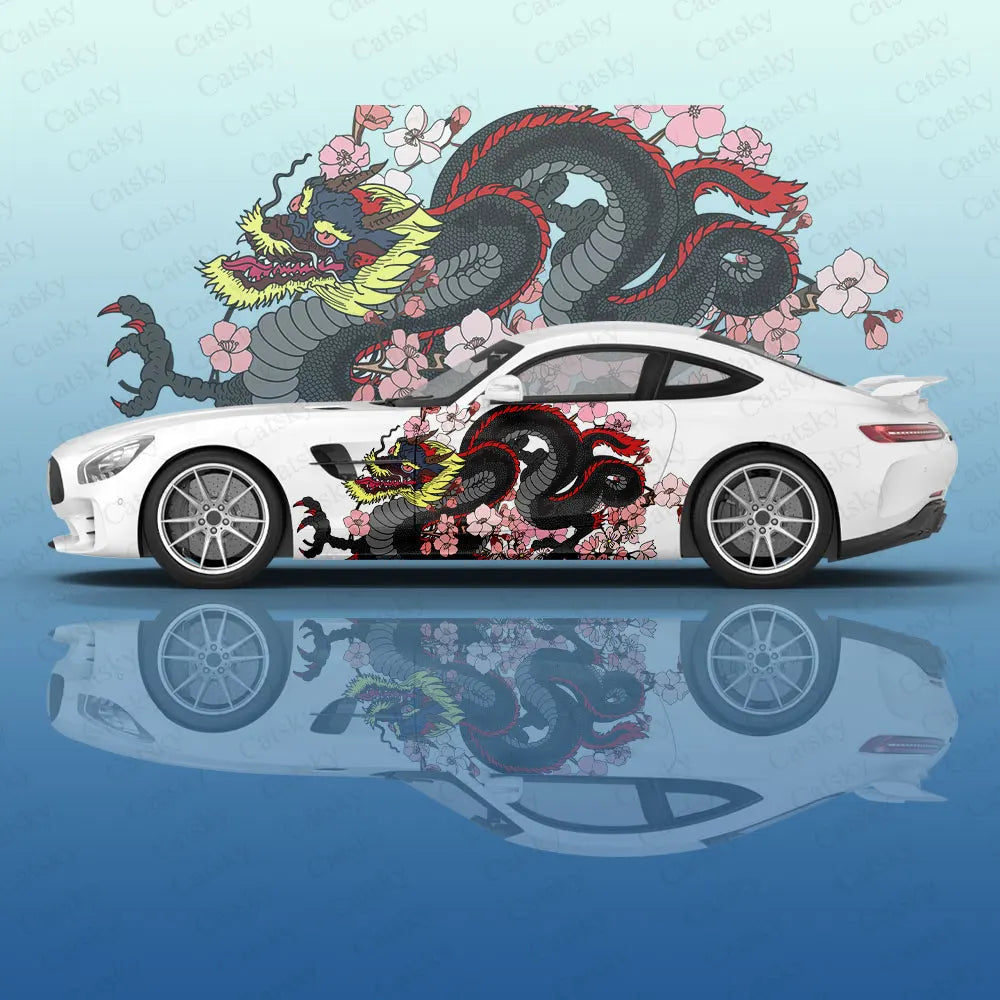dragon animal Car Decal Protective Film Vinyl Itacar Racing Side Graphics Wrap Accessories Spray Paint Car Stickers