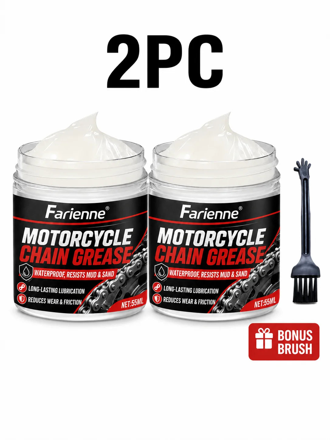Farienne Motorcycle Chain Grease Waterproof Lubricant For Bike Chain Car Door Hinge Lock Sunroof Seat Rail 55ml With Brush