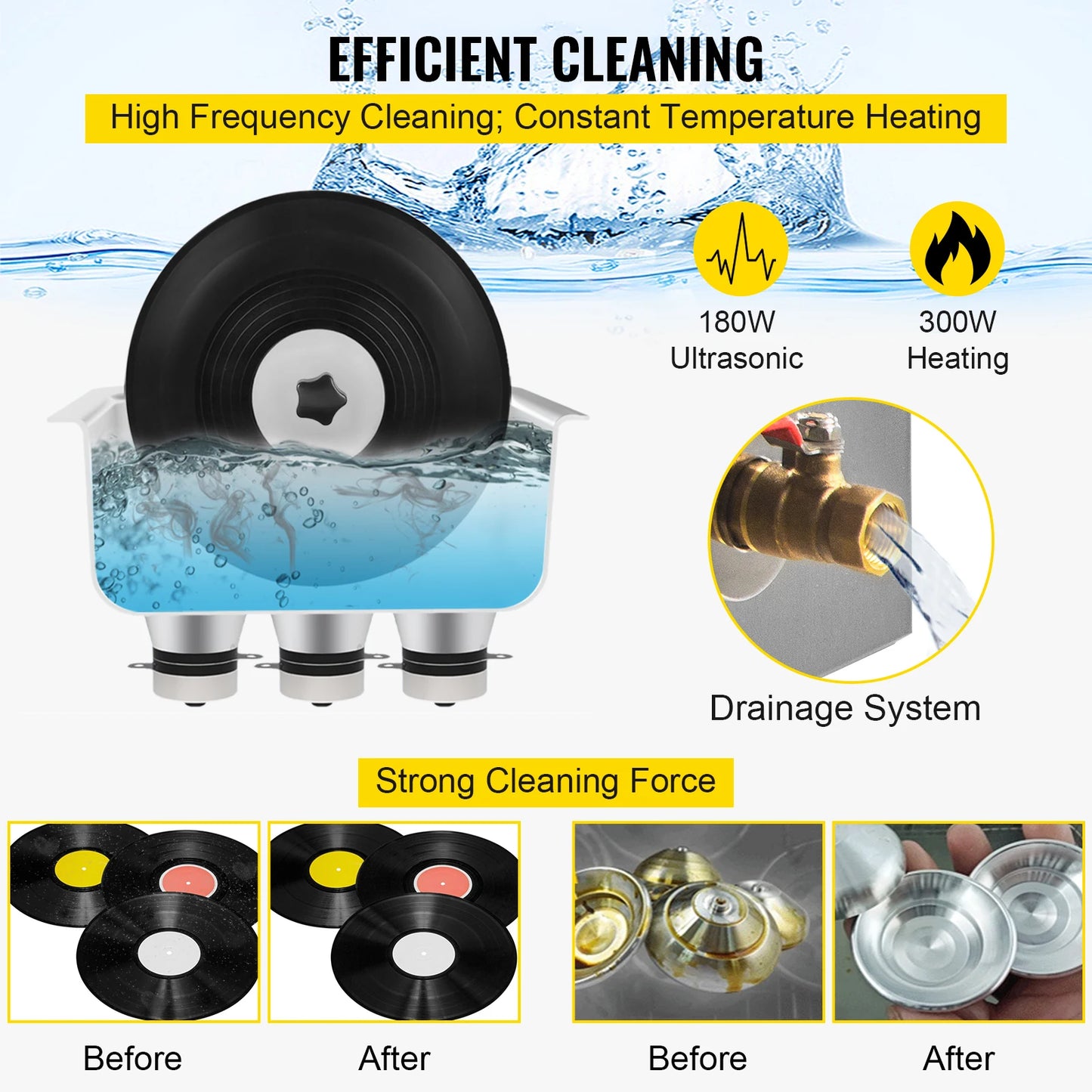 SucceBuy 6L Knob Ultrasonic Vinyl Record Cleaner Portable Washing Machine Ultrasound Dishwasher Contact Lenses Dental Jewelry
