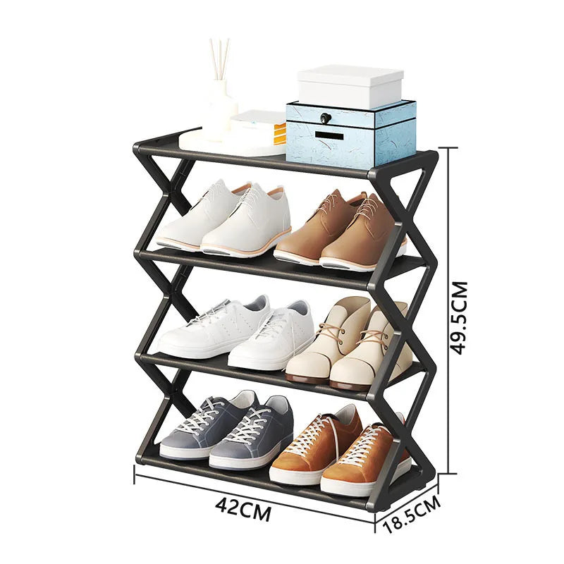 Creative X-Shape Foldable Nonwoven Shoe Rack, Thickened Large Capacity, Space-Saving Sturdy Metal Frame Organizer