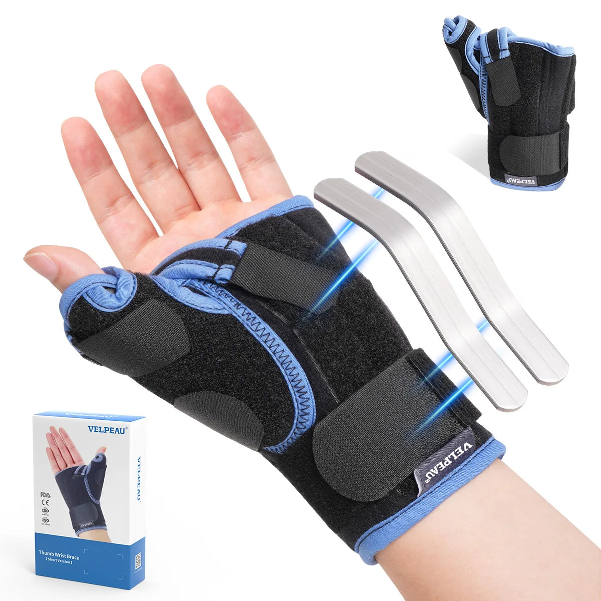 VELPEAU Wrist Splint with Thumb Stabilizer for Tendonitis, De Quervain's Tenosynovitis and Arthritis Pain, Wrist Joint Brace