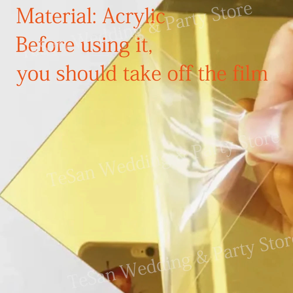Personalized Tag Engraved Gold Mirror Acrylic Square Custom Place Cards Chocolate Sign Baby Shower Laser Cut Name Guest Gift