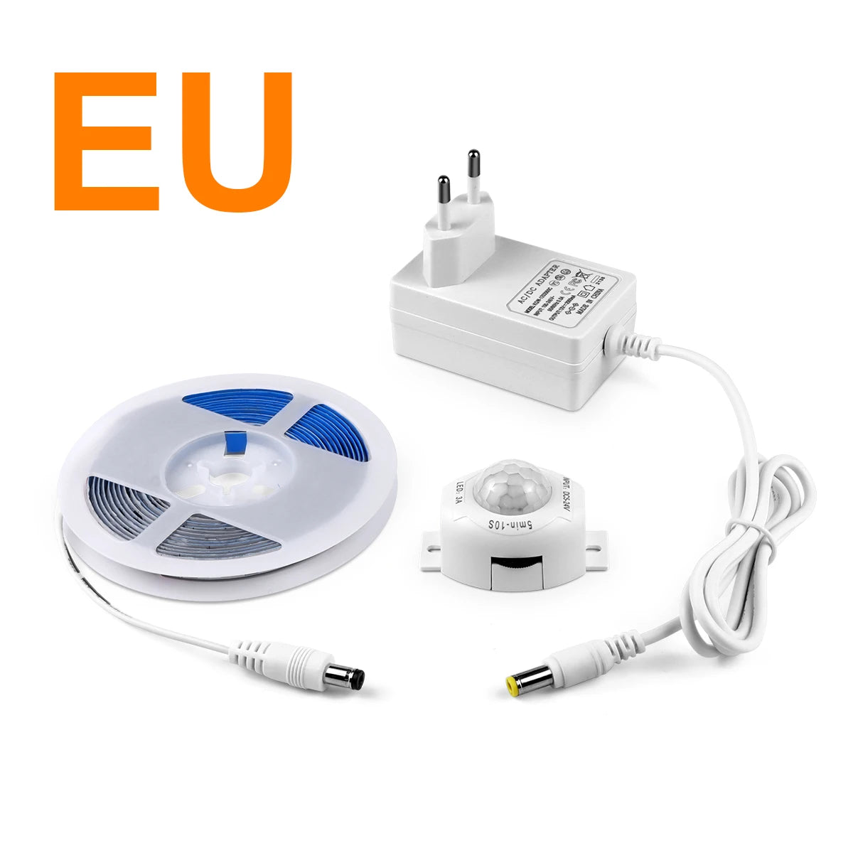 Waterproof 2835 LED Strip with 110V 220V to 12V EU US Power Adapter Plug PIR Motion Sensor Switch Ruban LED Under Cabinet Light