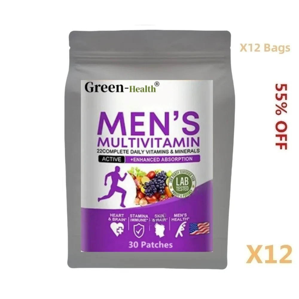 Hot selling men's daily multivitamin patch -22 types of vitamins and minerals, enhancing immunity, energy, and overall health, f