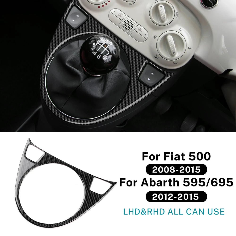 Real Soft Carbon Fiber Sticker For Abarth 595/695/Fiat 500C 2012-2015 For Fiat 500 2008-2015 LHD RHD AT MT Car Gear Shift Trim