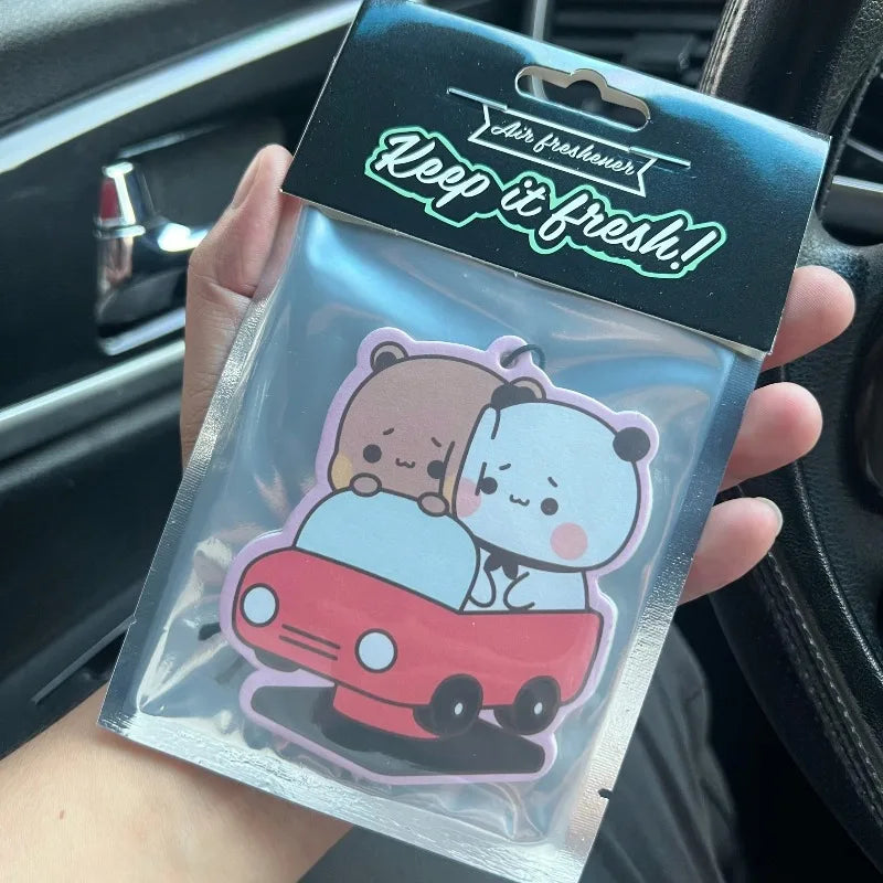 BUBU & DUDU cute bear car freshener pendant — fits vents, mirrors,Great as a scent strip, mirror charm