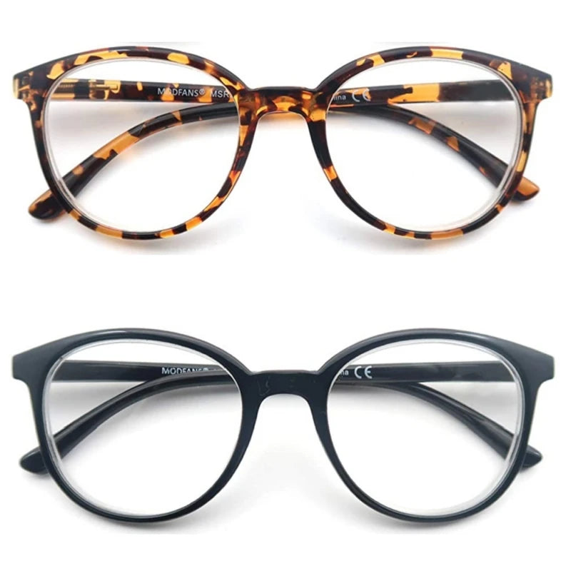 MODFANS Reading Glasses For Women and men,Classic Round Sunglasses Readers Frame with Spring Hinge Eyeglass Diopter+0.5 ~ +4.0