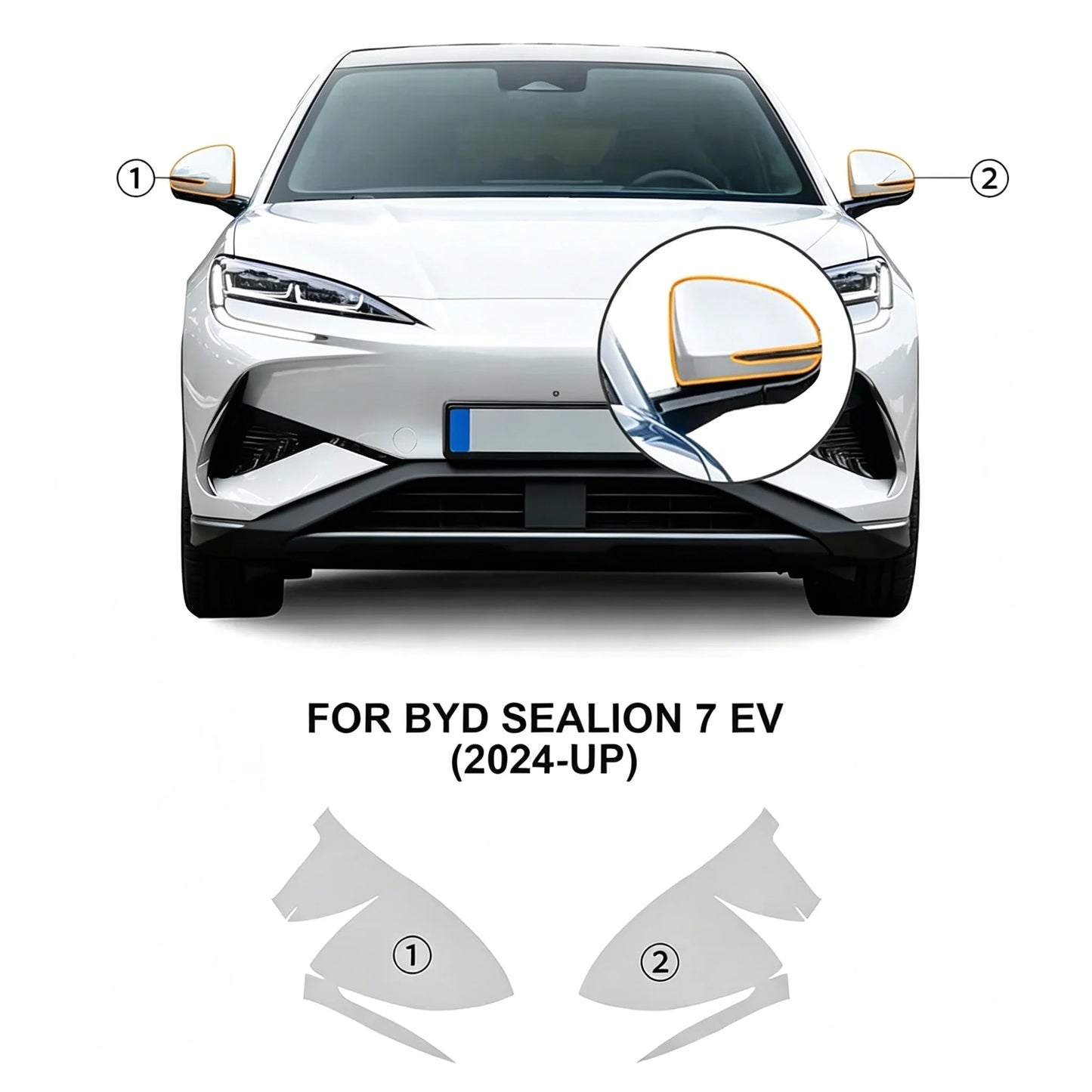 For BYD Sealion 7 EV 2024-2026 Headlight B Pillar Rearview TPU Transparent Protective Film PPF Sticker Anti-scratch Film