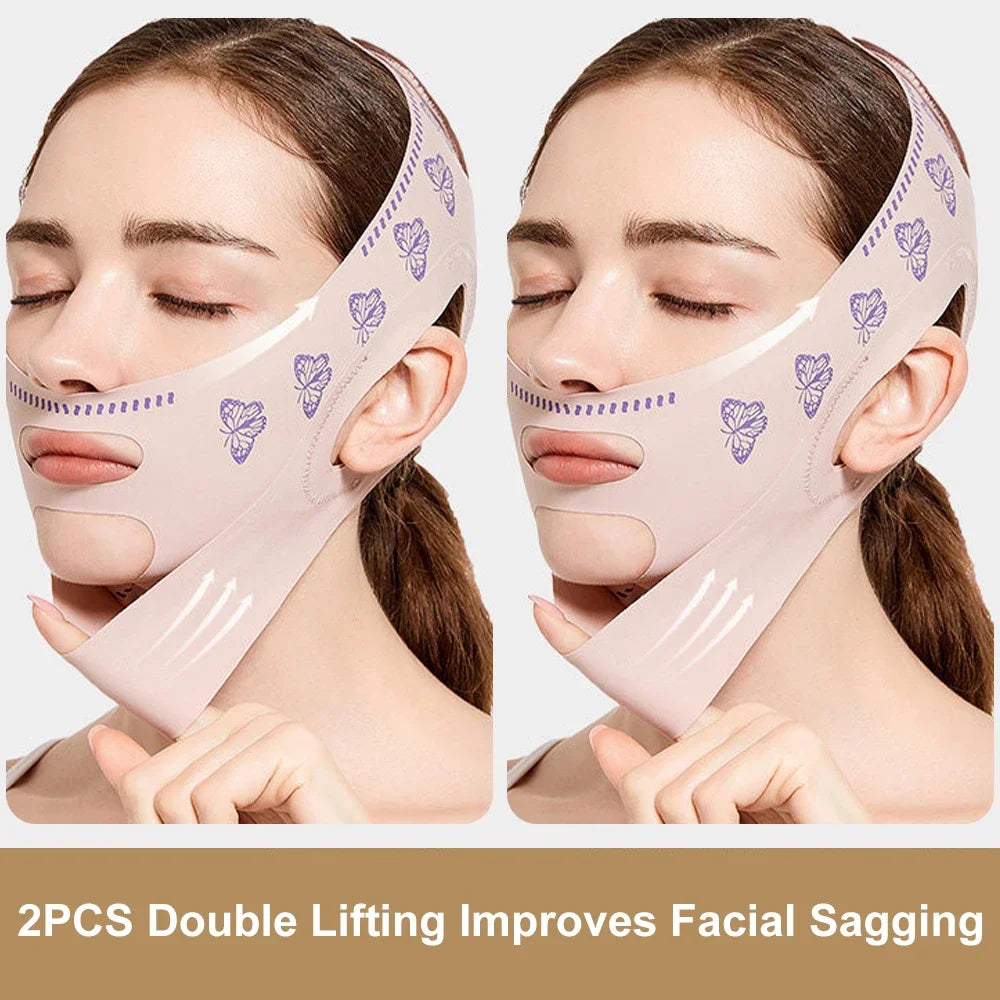 V Face Lifting Belt V Shape Double Chin Reducer Slimming Chin Strap V Line Face Shaper Face Slimming Bandage Skin Care Beauty
