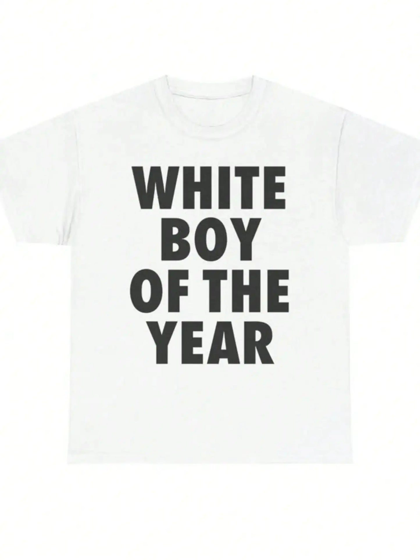 WHITE BOY OF THE YEAR T Shirts Print Short Sleeve T-shirt Retro Casual Streetwear Vintage Tee Fashion Top Unisex