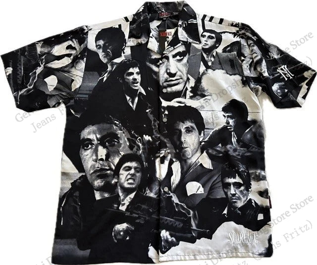 Hot Movie Scarface Hawaiian Shirt Tony Montana 3d Print Shirt Men Women Fashion Short Sleeve Casual Shirts Blouse Elastic Shirt