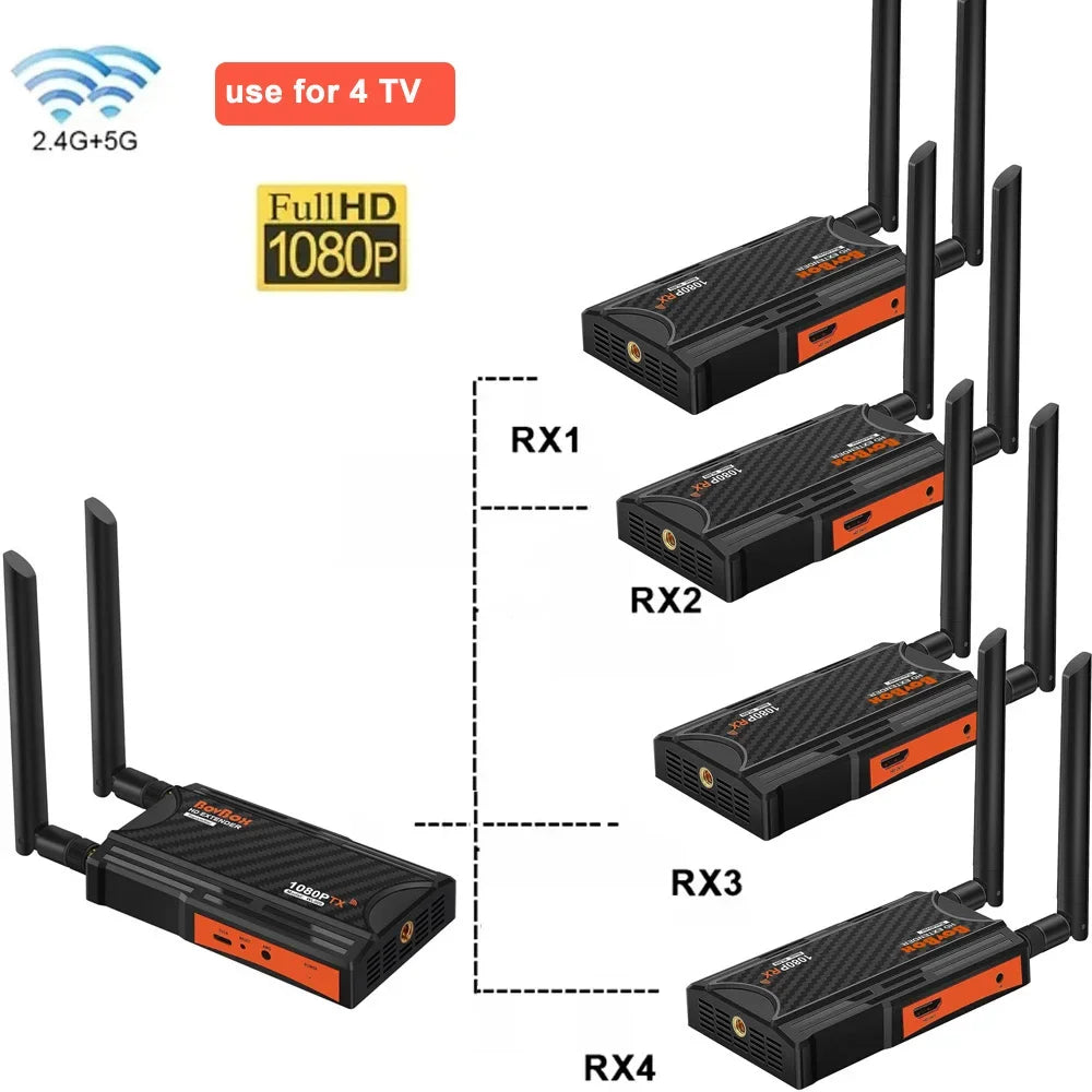 200m Wireless Extender 1 2 3 4 Screen Share 250m Wireless HDMI Video Transmitter and Receiver for STB Camera PS4 Laptop PC To TV