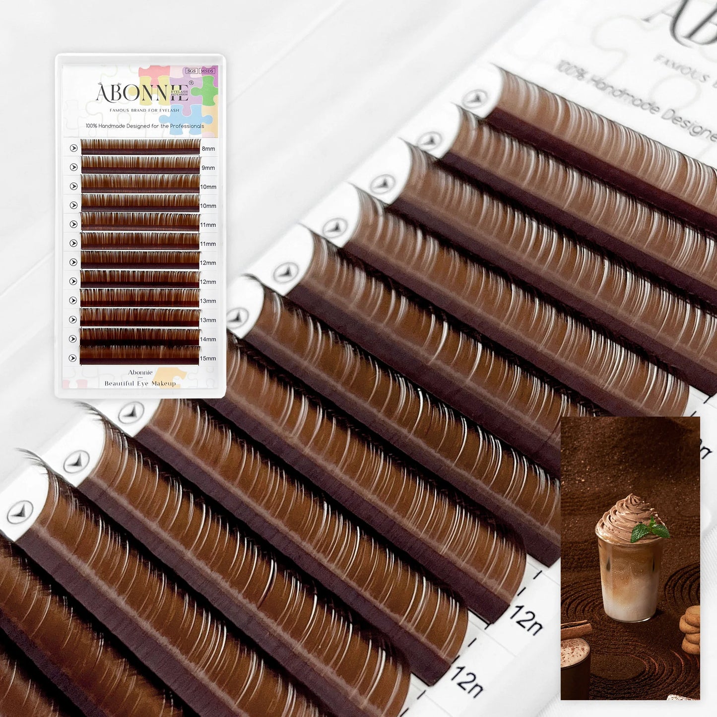 Abonnie M curl Brown Classic Lashes Extensions Chocolate Colored Eyelashes Fluffy Lashes