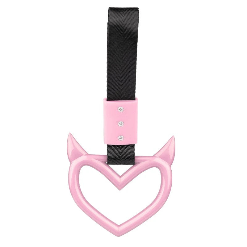 1pc Car Magic Heart Handle Hanging Ring Car Rear Interior Hand Pull Ring Bumper Warning Hanging Ring
