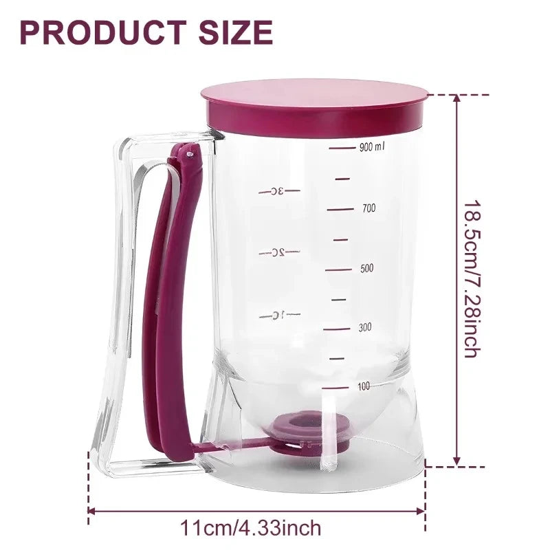 1 piece 900ml handheld measuring cup funnel dough dispenser suitable for kitchen cooking with pancakes cupcakes and cake tools