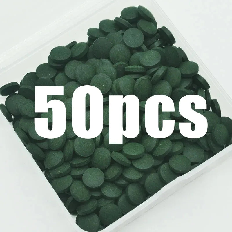 50-300Pcs High Purity Spirulina Tablets Spiral Seaweed Enrichment Favorite Pets Food Fish Crystal Red Shrimp Fish Food Aquarium