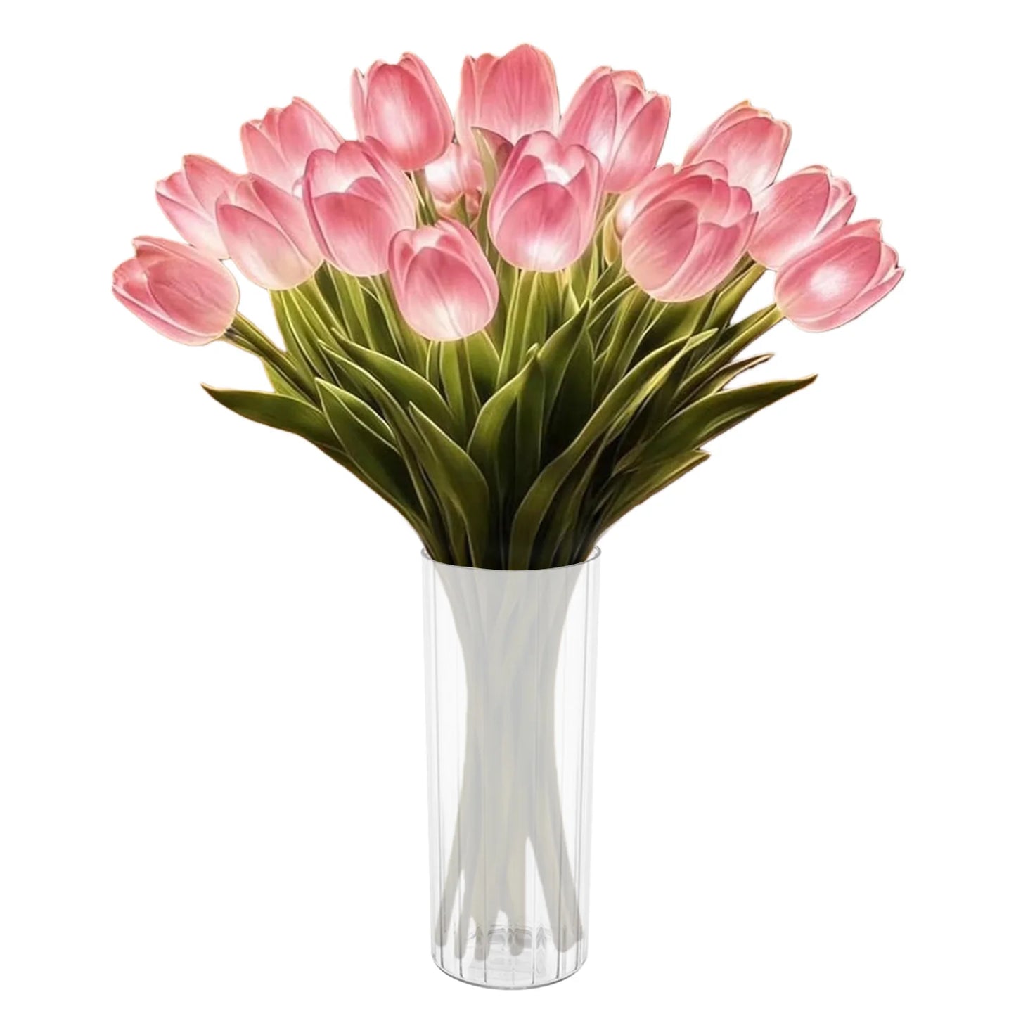 10/15pcs LED Lighted Artificial Flowers Tulip Lamp with Vase Tulip Desk LED Night Light for Valentines Day Gift
