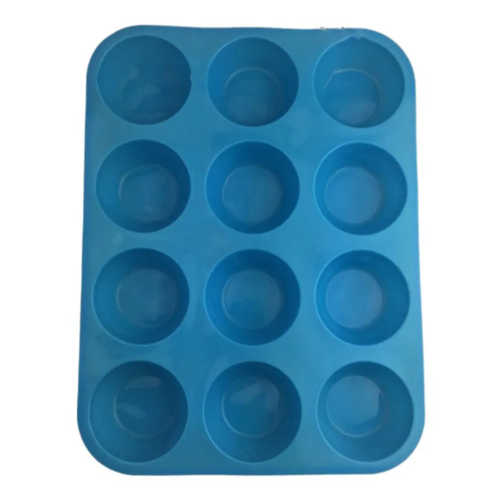 12 Holes Cupcakes Mold Non Stick Silicone Baking Mold Soap Chocolate Muffin Baking Pan DIY Baking Tools