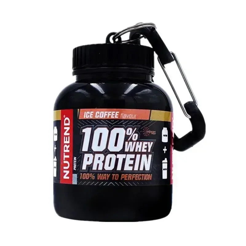 Portable Mini Protein Powder Bottle with Keychain Health Funnel Medicine Box Container Small Cup Outdoor Sport Storage