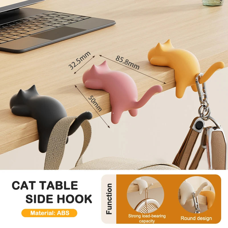 Cute Cat Bag Hook Portable Table Hook Handbag Backpack Organizer Holder for Home Office Desk Side Decor Travel Bag Hanger