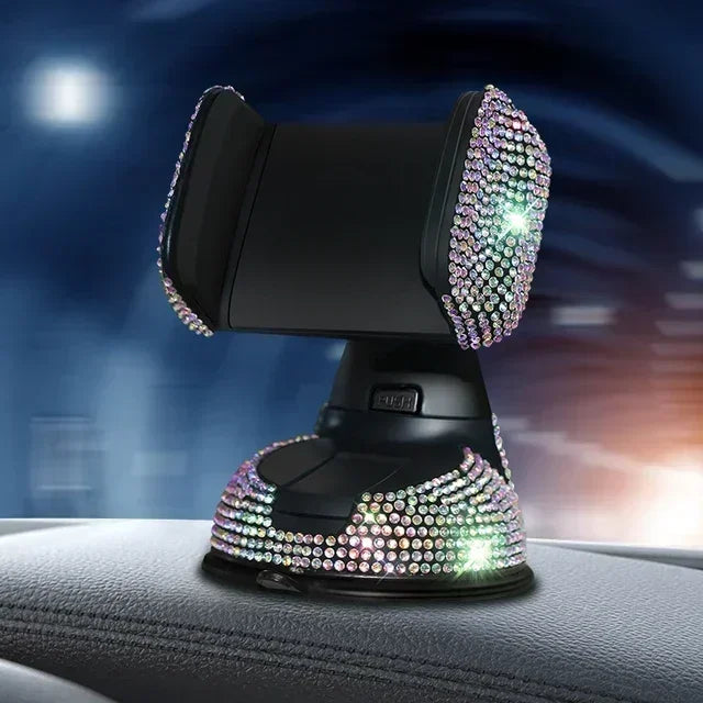 Rhinestone Crystal Car Cell Phone Holder Phone Mount Pink Flexible Table Stand Mount Bling Car Accessories Interior for Woman