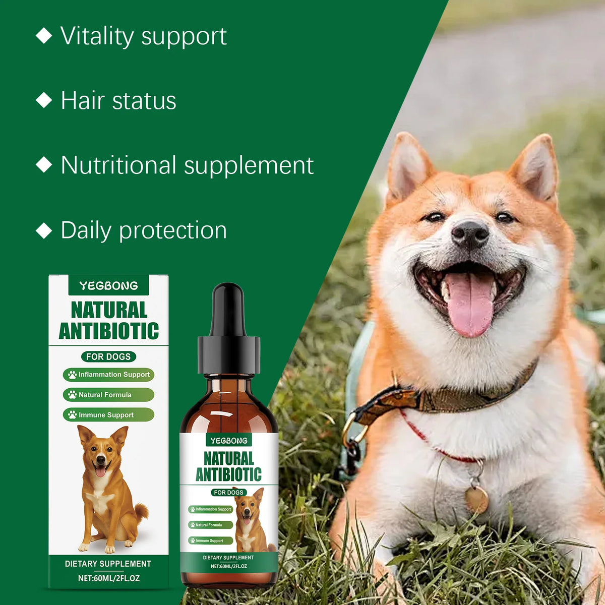 60ml Immune-Boosting Multivitamin Supplement for Dogs, Gentle Formula to Relieve Skin Discomfort, Daily Nutrition Supplement