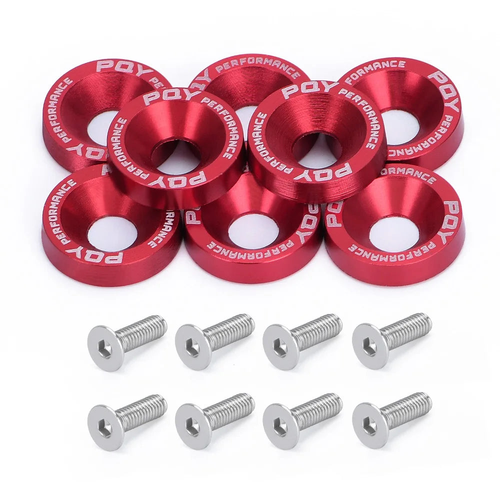 8Pcs M6 Car Modified Hex Fasteners Fender Washer Bumper Engine Concave Screws Fender Washer License Plate Bolts Car styling