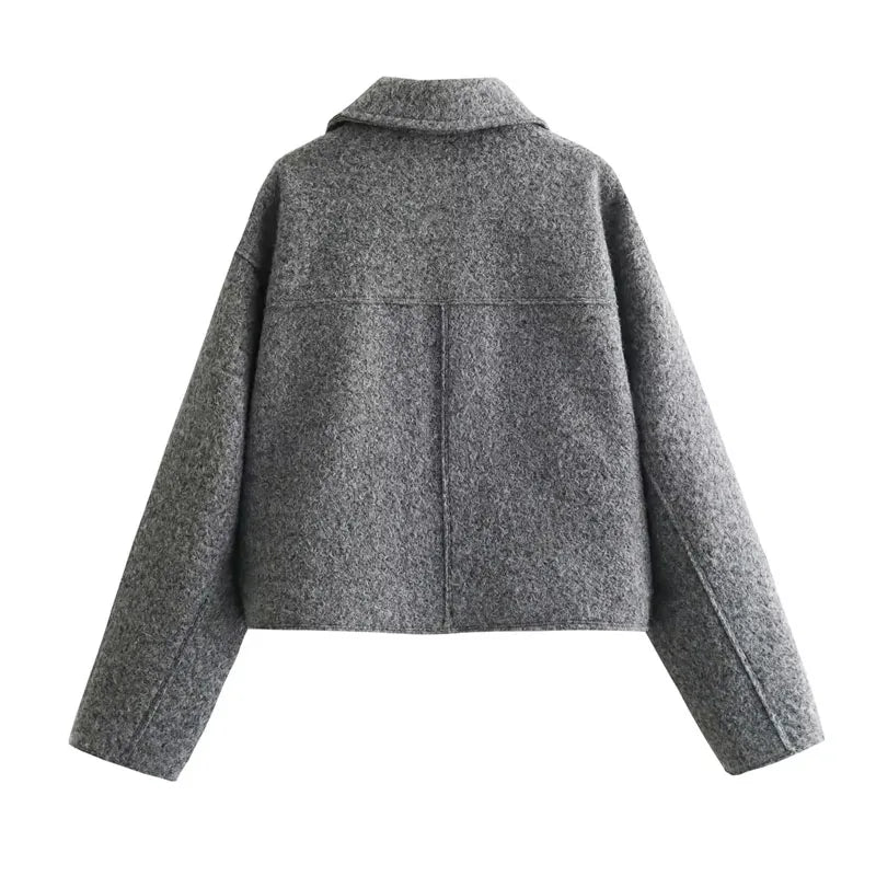MUJER Tweed Cropped Jackets for Women Autumn Winter Short Coat Jacket Women Zip Crop Demi-season Jacket Woman New in outerwears