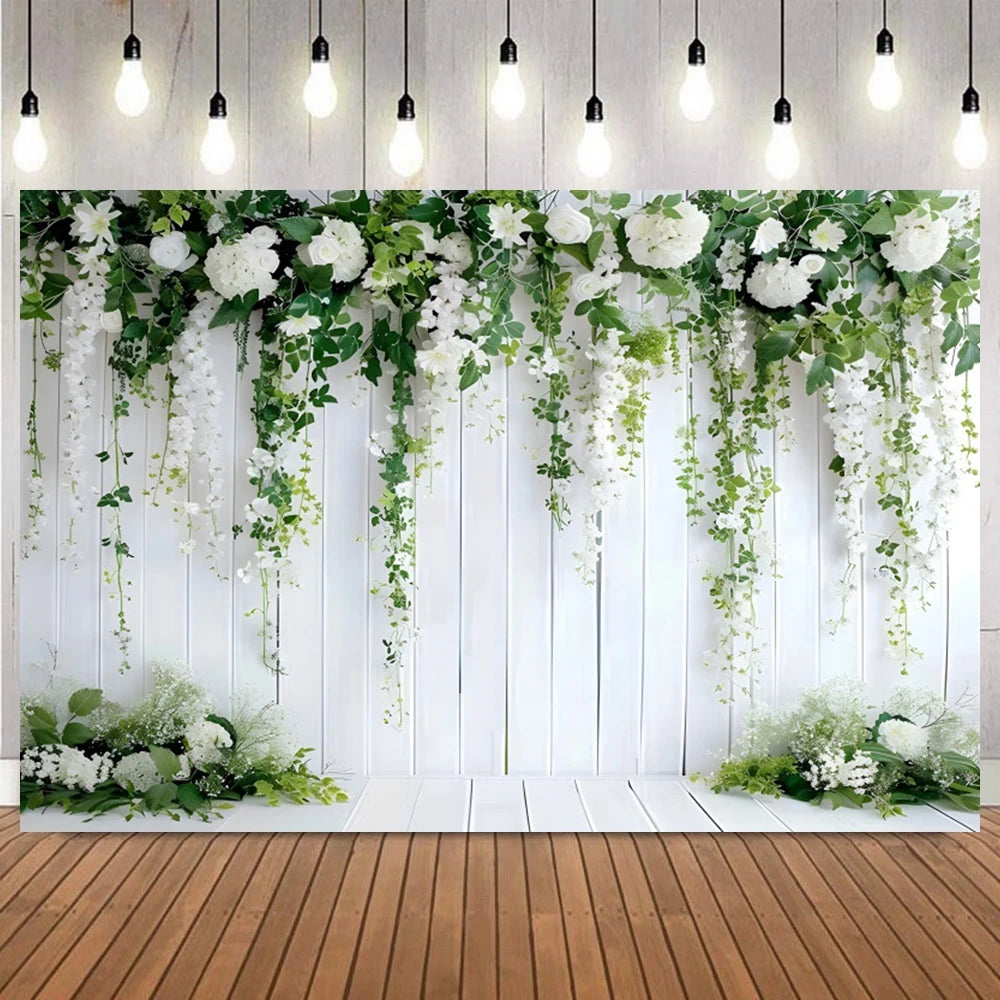 Wedding Ceremony Backdrops Flower Wall Spring Summer Bridal Shower Mr & Mrs Photography Background Photo Studio Props