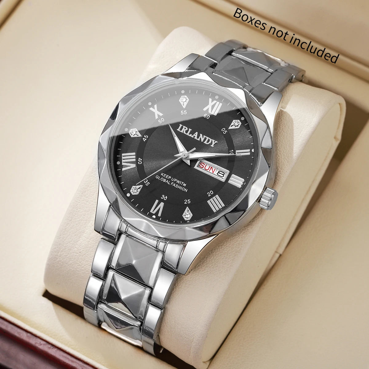 Luxury Men Business Watches Fashion Stainless Steel Band Roma Dial Quartz Watches for Men Clock Reloj Hombre(Without Box)