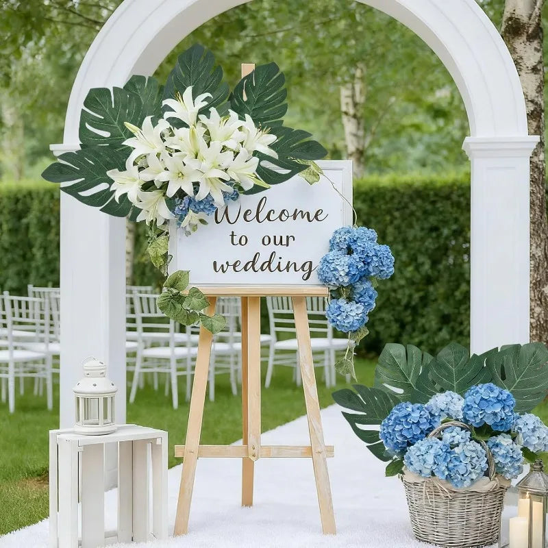 10/50Pcs Artificial Green Turtle Leaf DIY Wedding Birthday Party Home Tabletop Decorative Fake Silk Plant Palm Leaves Branch