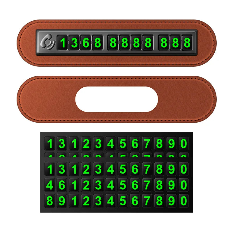 PU leather Car Phone Number Card Temporary Parking Card Plate Telephone Number Car Park Stop Automobile Accessories Car-styling