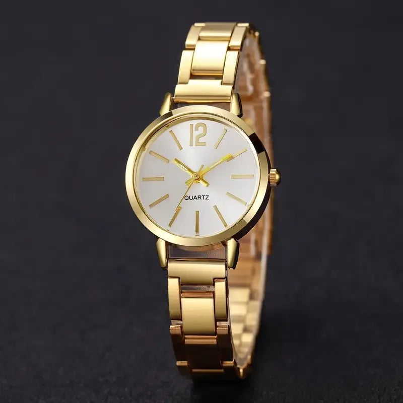 Fashion Small Dial Gold Watch Woman Luxury Alloy Strap Ladies Quartz Wristwatches Gift Clock Gift reloj mujer(Without Box)