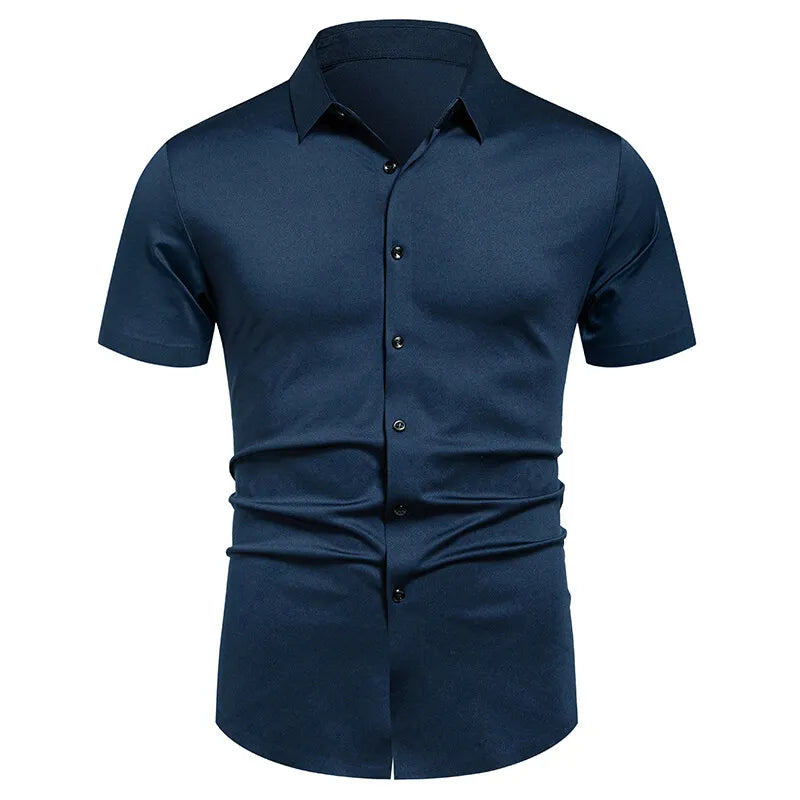 Men's Stretch Shirt Wrinkle Free Dress Shirts Regular Fit Short Sleeve Stretch Business Casual Button Down Shirts