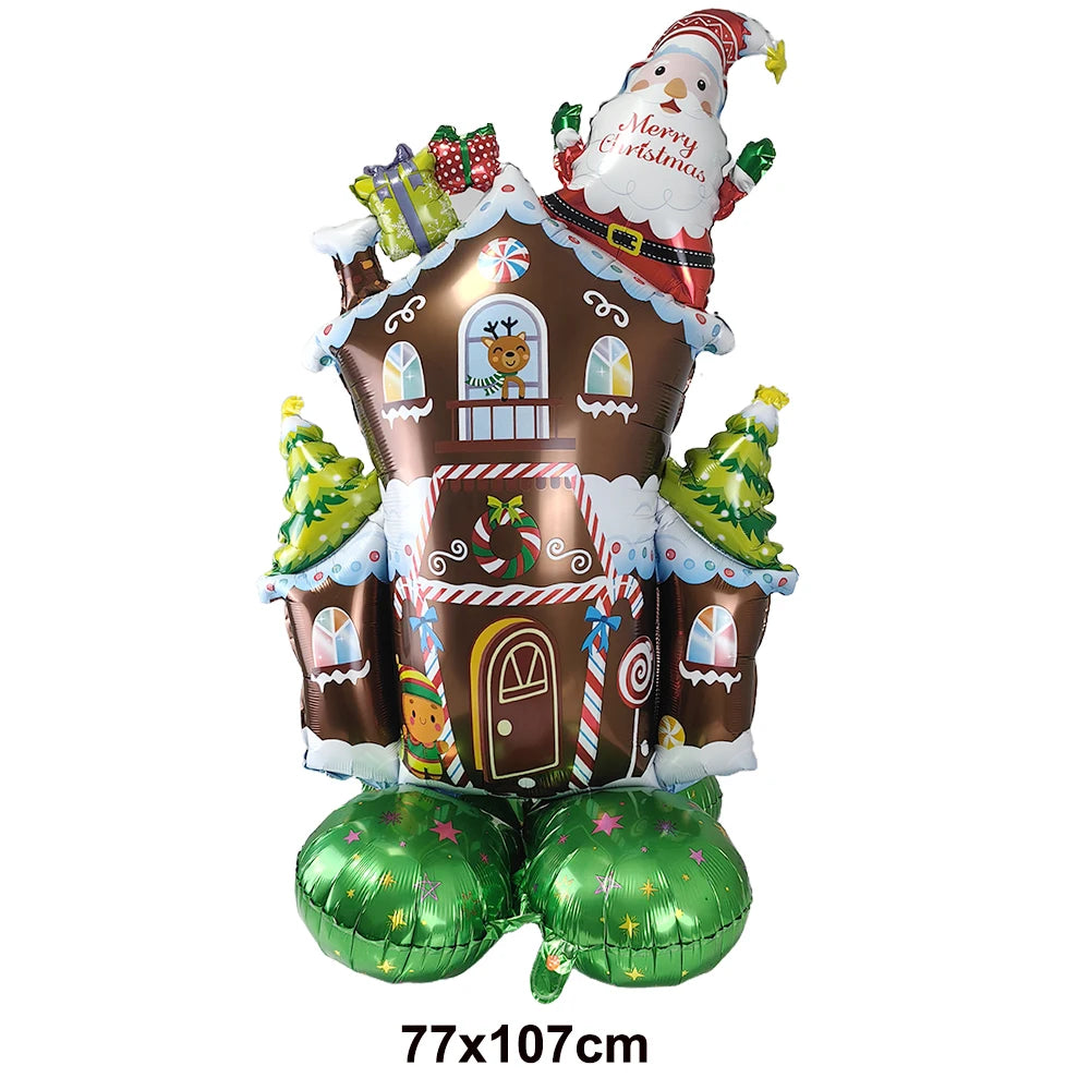Standing Christmas Santa Claus Foil Balloon Christmas Tree Street Light Balloons Christmas Home Indoor Party Decorations New Yea